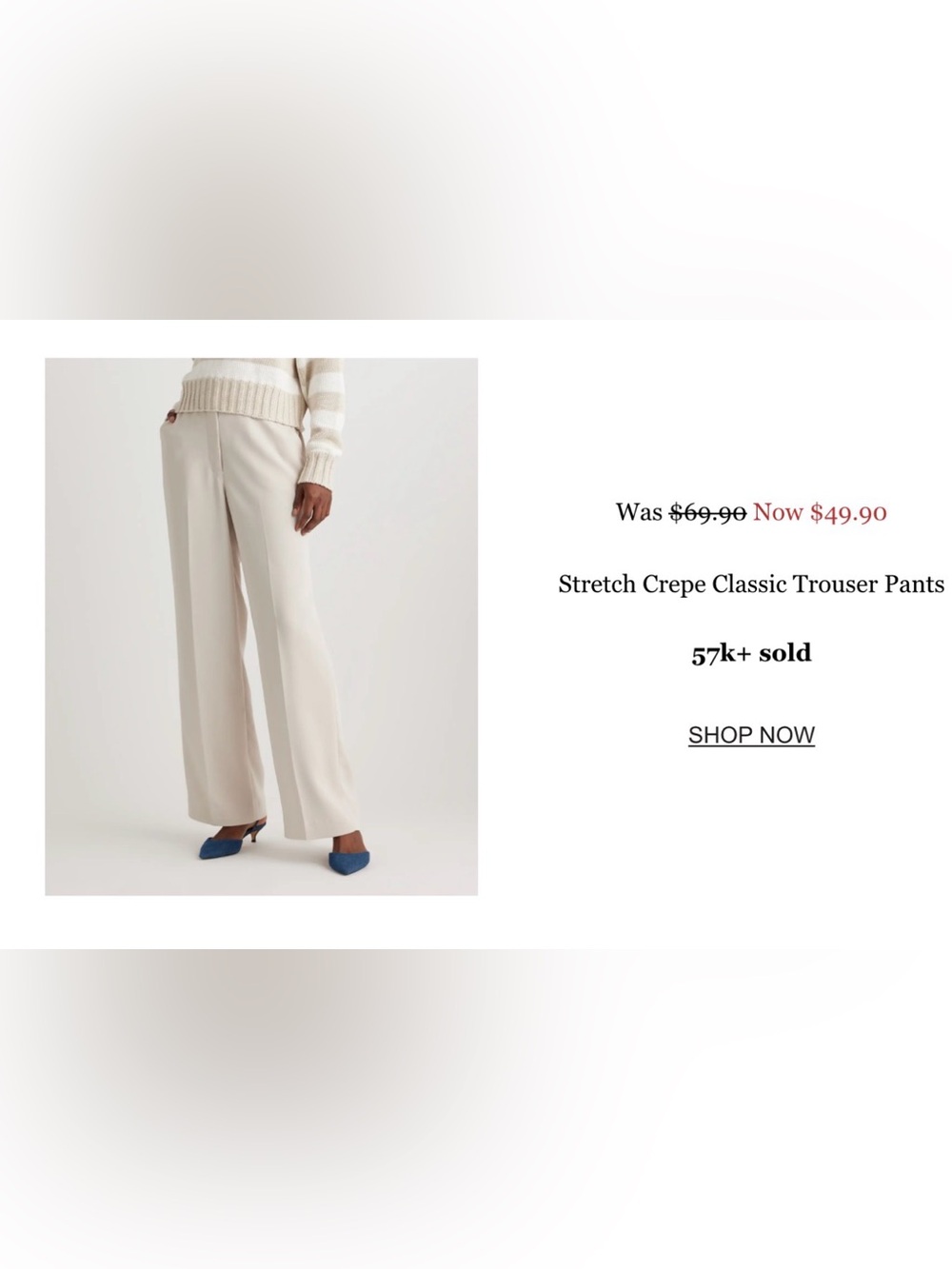 Quince Cream Wide-Leg Stretch Crepe Pants